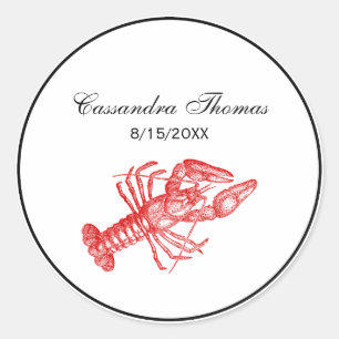 Sticker Rond Dessin de homard rouge vintage no 1