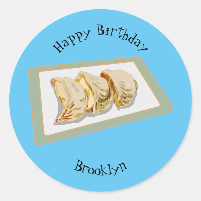 Sticker Rond Dessin de Jiaozi / Chinese dumplings (Devant)