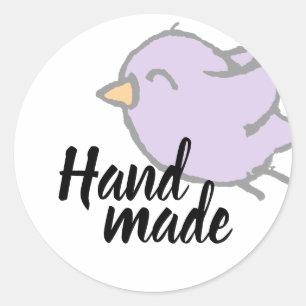 Sticker Rond Dessin de joli oiseau gribouillé fait main