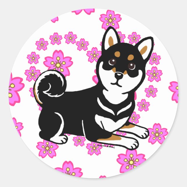 Sticker Rond Dessin de Kuro Shiba Inu (Devant)