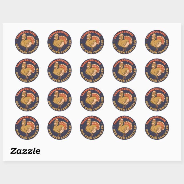 Sticker Rond Dessin de masque facial drôle de dinde de Thanksgi (Feuille)
