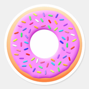 Sticker Rond Dessin De Mignonne Donut Avec Des Saupoudrages