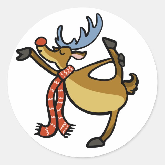 Sticker Rond Dessin de Moose Dancing | choisir la couleur arriè (Devant)