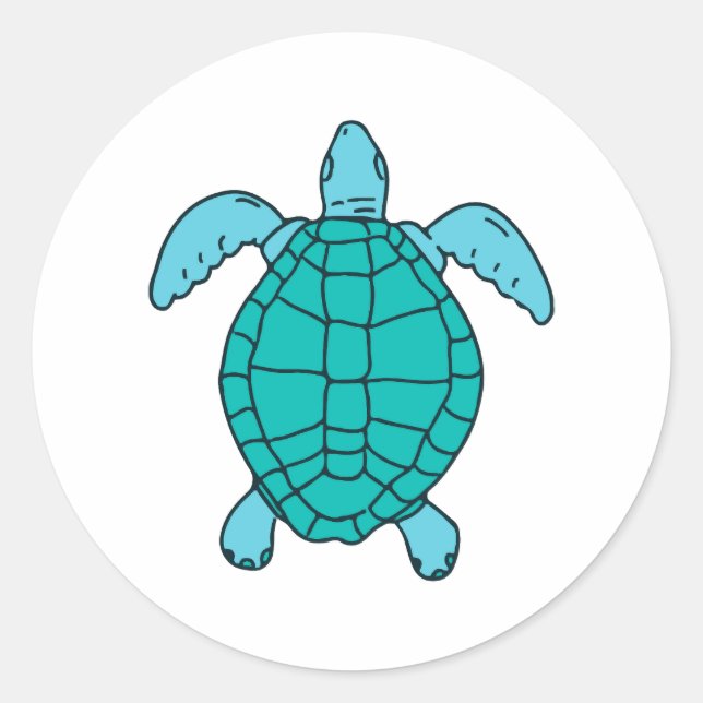 Sticker Rond Dessin de natation de la tortue de mer (Devant)
