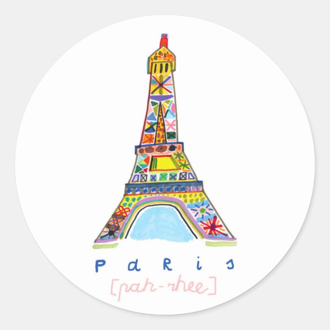 Sticker Rond Dessin de Paris en bulle (Devant)