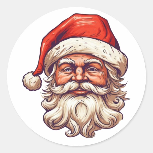 Sticker Rond Dessin de père Noël. (Devant)