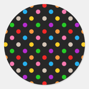 Sticker Rond Dessin de points noirs colorés arc-en-ciel