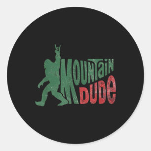 Sticker Rond Dessin de randonnée drôle de Bigfoot Mountain Dude