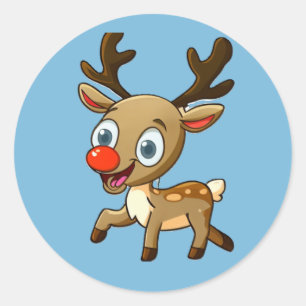 Sticker Rond Dessin de Reindeer fun