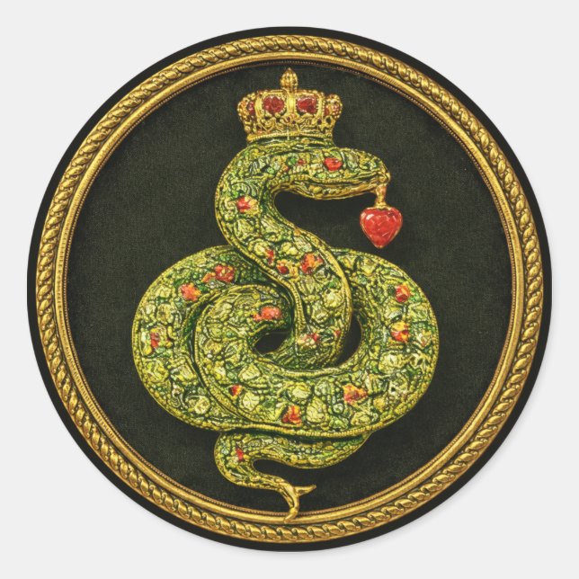 Sticker Rond Dessin de serpent élisabéthain Tudor Bijou ruby (Devant)