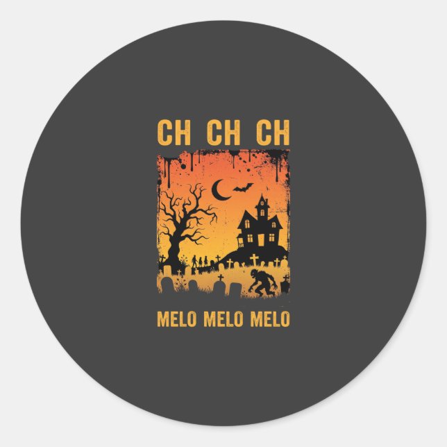 Sticker Rond Dessin de silhouette de maison hantée de sorcière  (Devant)