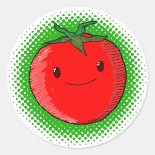 Sticker Rond Dessin de tomate de carton mignon