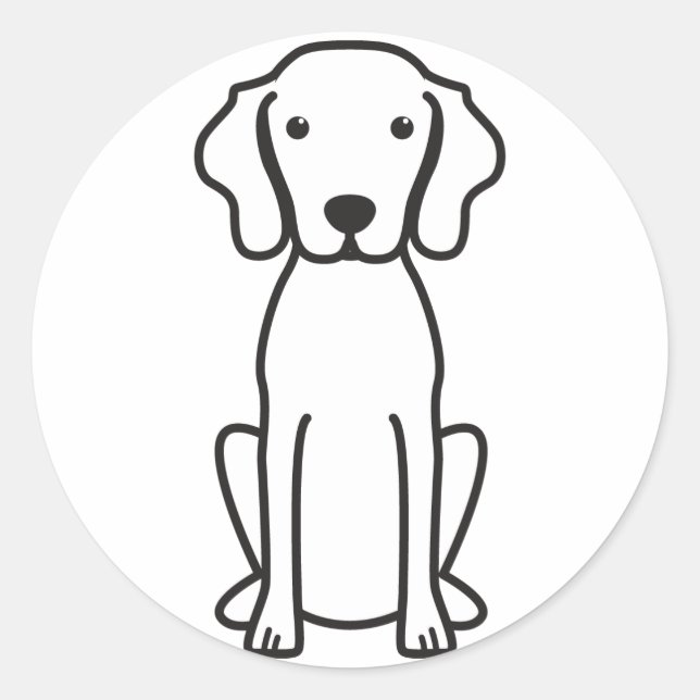 Sticker Rond Dessin de Vizsla Chien (Devant)