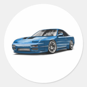Sticker Rond dessin de voiture bleue 240sx 