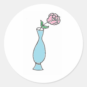 Sticker Rond Dessin décoratif de vase de fleurs