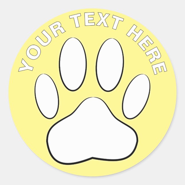 Sticker Rond Dessin d'empreinte de patte blanche avec texte per (Devant)