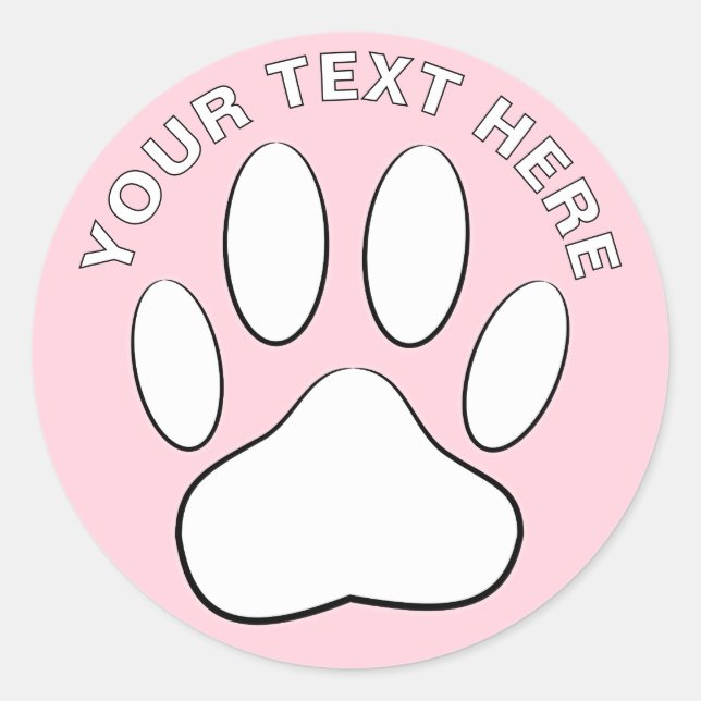 Sticker Rond Dessin d'empreinte de patte blanche avec texte per (Devant)