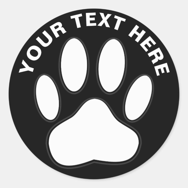 Sticker Rond Dessin d'empreinte de patte blanche avec texte per (Devant)