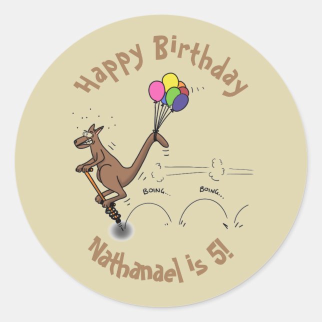 Sticker Rond Dessin d'humour australien kangourou (Devant)