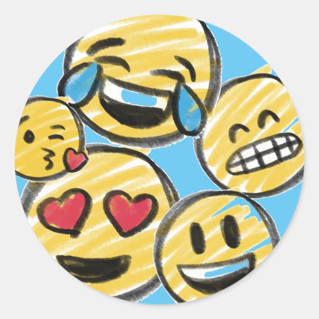 Sticker Rond Dessin Doodle Emoji Tween Ado Anniversaire (Devant)