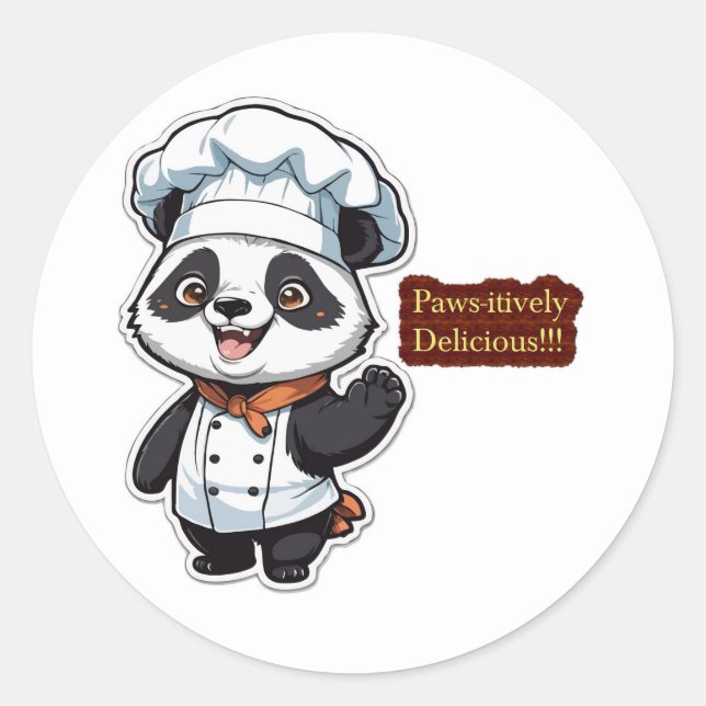 Sticker Rond Dessin du chef Panda - Personnage culinaire adorab (Devant)