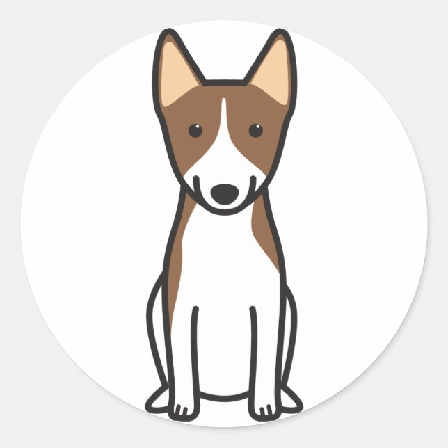 Sticker Rond Dessin du chien Basenji (Devant)