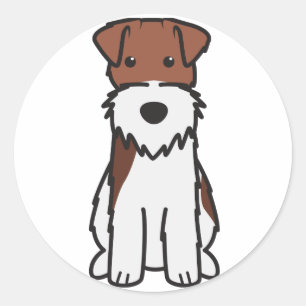 Sticker Rond Dessin du chien de Terrier Fox Wire