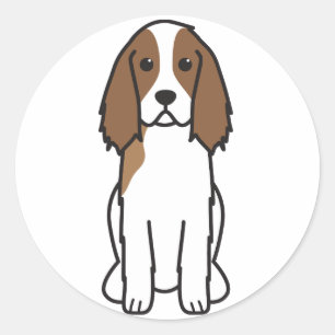 Sticker Rond Dessin du chien espagnol Springer anglais