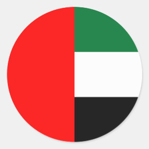Sticker Rond Dessin du drapeau des Émirats arabes unis