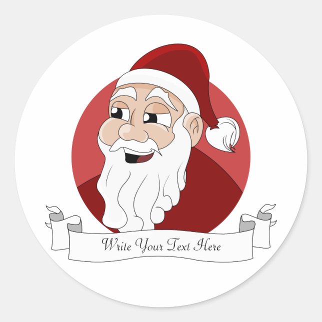 Sticker Rond Dessin du Père Noël (Devant)