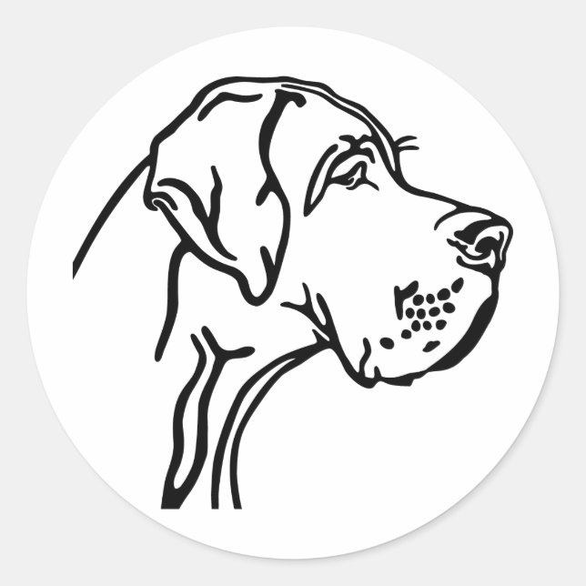 Sticker Rond dessin Great Dane (Devant)