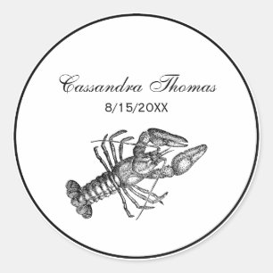 Sticker Rond Dessin Homard Vintage #1