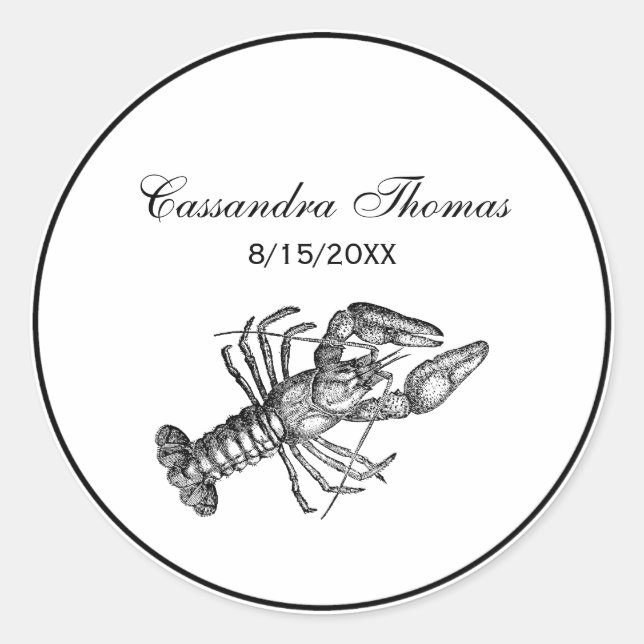 Sticker Rond Dessin Homard Vintage #1 (Devant)