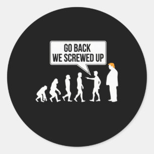 Sticker Rond Dessin humoristique anti-Trump évolution humour po