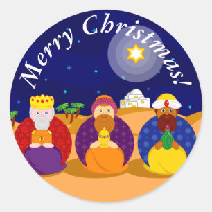Sticker Rond Dessin "Les Trois Rois" / "Les Trois Sages",