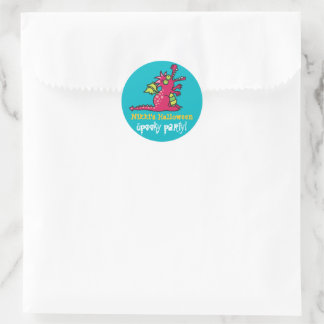 Sticker Rond Dessin Magenta Magic Dragon Fête d'Halloween de l'
