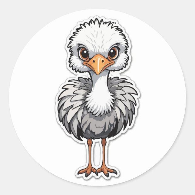 Sticker Rond Dessin pour bébé Ostrich Design - Joli animal Art (Devant)