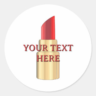 Sticker Rond Dessin rouge à lèvres Art Texte personnalisé Blan
