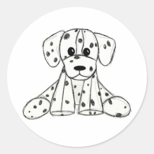 Sticker Rond Dessin simple de contour de chien en peluche dalma