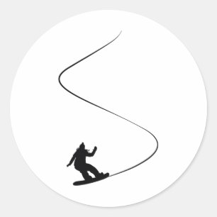 Sticker Rond Dessin Simple Snowboard Girl