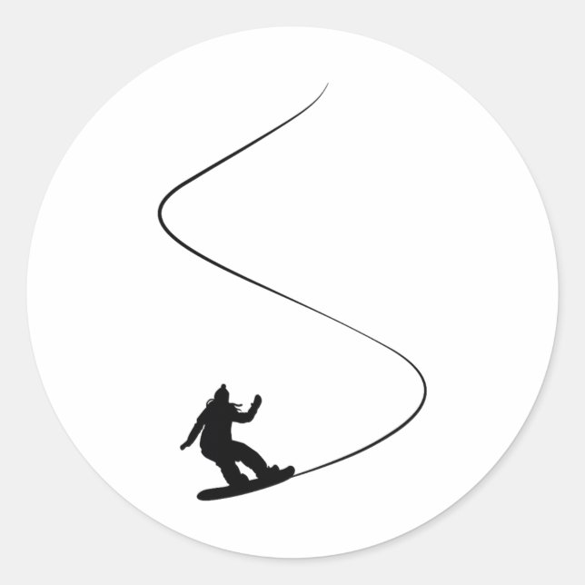 Sticker Rond Dessin Simple Snowboard Girl (Devant)
