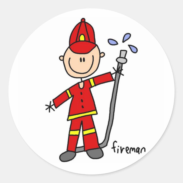 Sticker Rond Dessin simpliste de pompier (Devant)