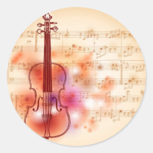 Sticker Rond Dessin sur l'arrière - plan d'aquarelle du violon