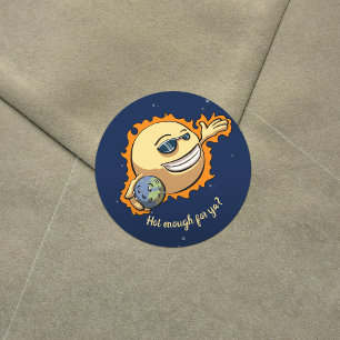 Sticker Rond Dessin sur le changement climatique Sun & Earth