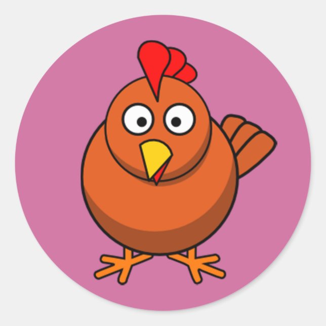 Sticker Rond Dessin sur poule (Devant)