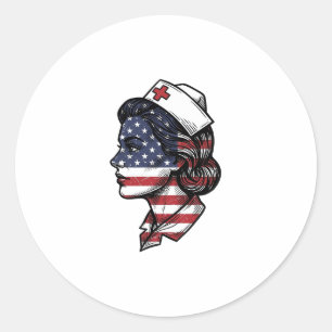 Sticker Rond Dessin vectoriel de profil d'infirmière avec drape