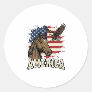 Sticker Rond Dessin vectoriel patriotique de l'aigle de cheval