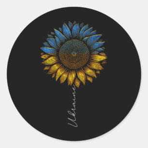 Sticker Rond Dessin vintage du drapeau de l'Ukraine et du tourn
