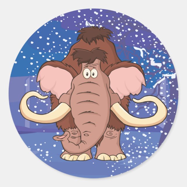 Sticker Rond Dessin Wooly Mammoth (Devant)