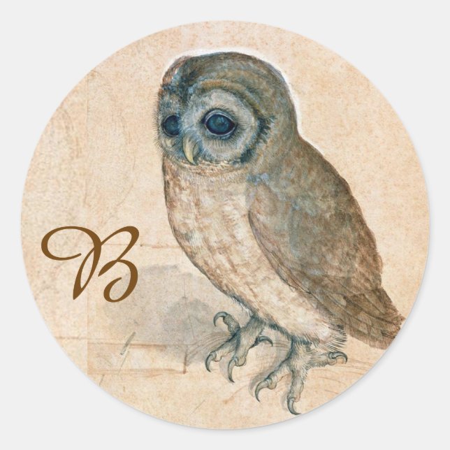 Sticker Rond DESSINS ANIMAUX DE RENAISSANCE /LE MONogramme OWL (Devant)